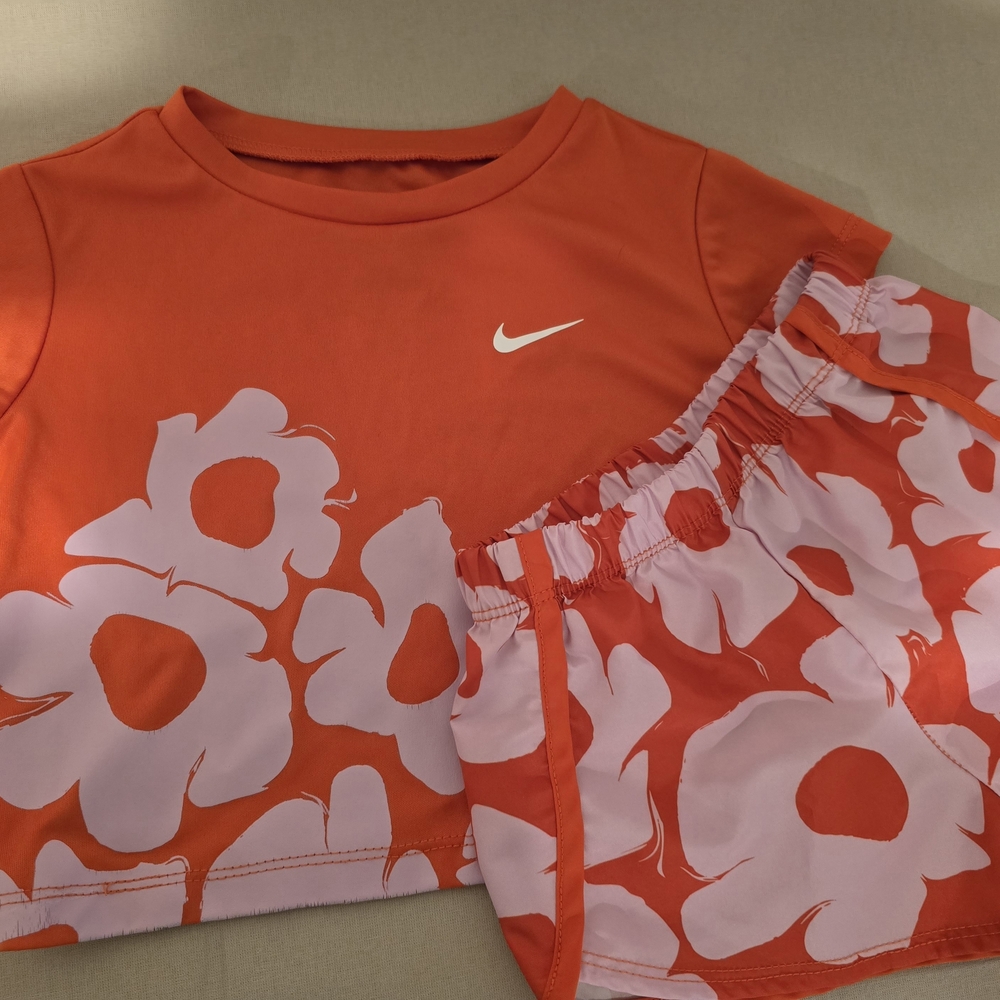 Nike Dri-Fit Red and Pink Floral Crop Top
